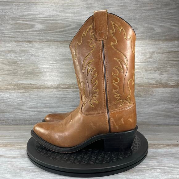 Old West Women's Brown Leather Cowboy Western Boots Size 5 D - Picture 1 of 8